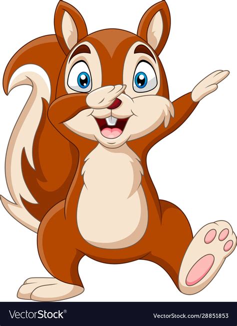 Cartoon Funny Squirrel Waving Hand Royalty Free Vector Image