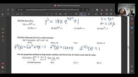 Applied Calculus 1 Final Exam Review Multiple Choice Part 3 Youtube