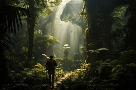 Premium Photo Photo Of A Traveler Exploring A Lush Rainforest With