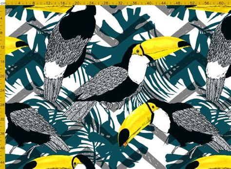 Toucan Bird Tropical Pattern Fabric by Faenkova Cotton/ - Etsy