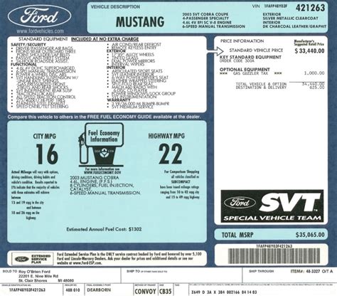 Ford Mustang Window Sticker Lookup Roadshow By Carnews