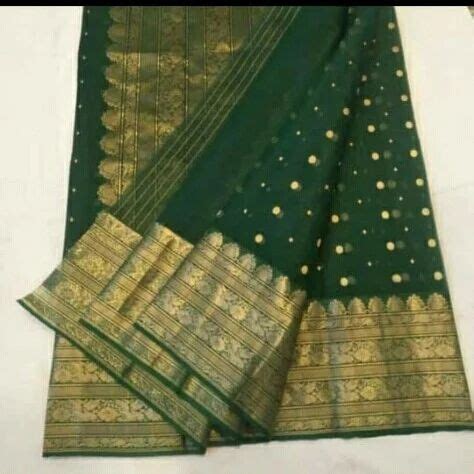 Green Zari Chanderi Silk Saree Hand Made Size At Rs In