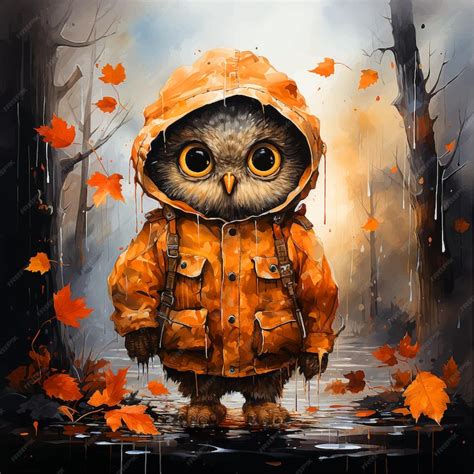 Premium Vector | Owl in autumn nature watercolor paint