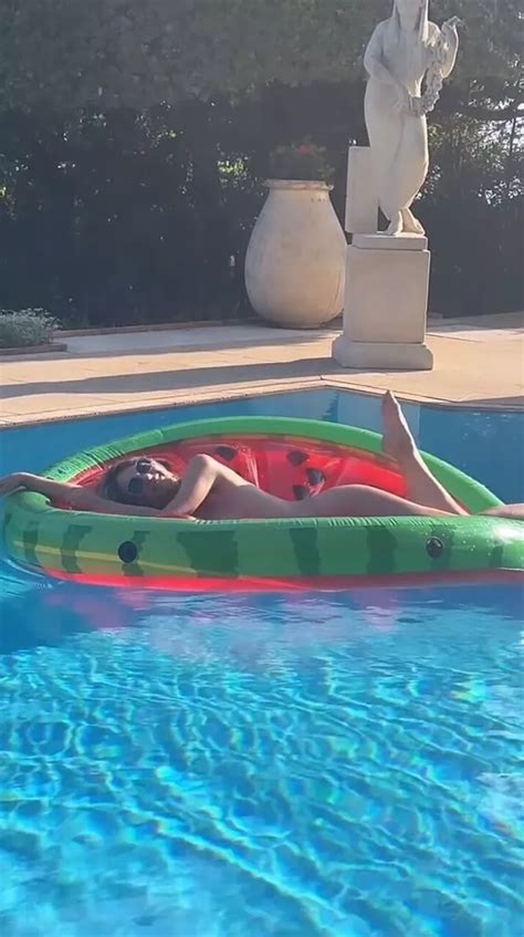 Liz Hurley Stuns Fans As She Poses Completely Nude On An Inflatable Watermelon The Mirror