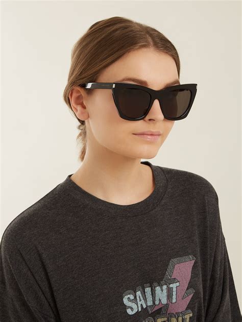 Kate Square Cat Eye Frame Acetate Sunglasses Saint Laurent