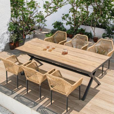 Bayou Breeze Afizah Rectangular Person Long Outdoor Dining