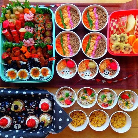 An Assortment Of Food Items Displayed On Trays