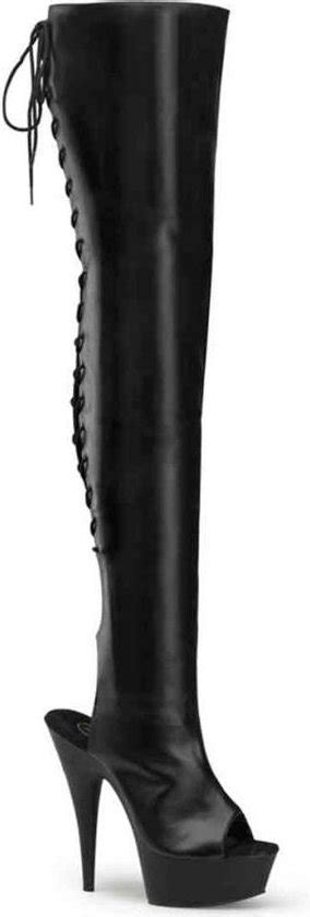 Pleaser Plateau Overknee Laarzen Shoes Delight Us Zwart