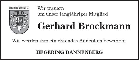 Das Trauerportal F R L Chow Dannenberg Todesanzeigen Gerhard Brockmann