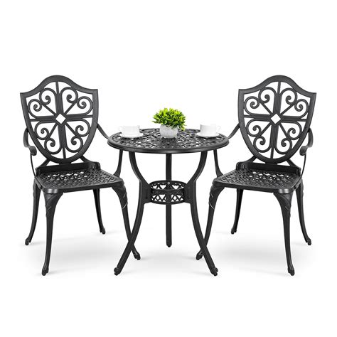 Nuu Garden Bistro Set 3 Piece Outdoor, Cast Aluminum Patio Bistro Sets ...