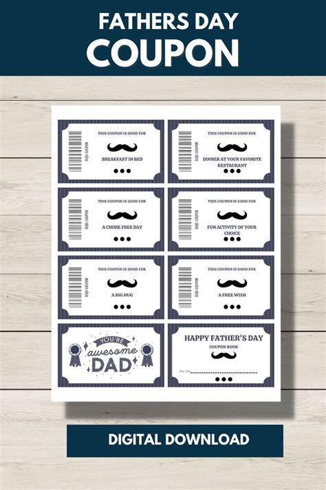 Father S Day Coupons Gift For Dad Printable Coupon Etsy Australia In