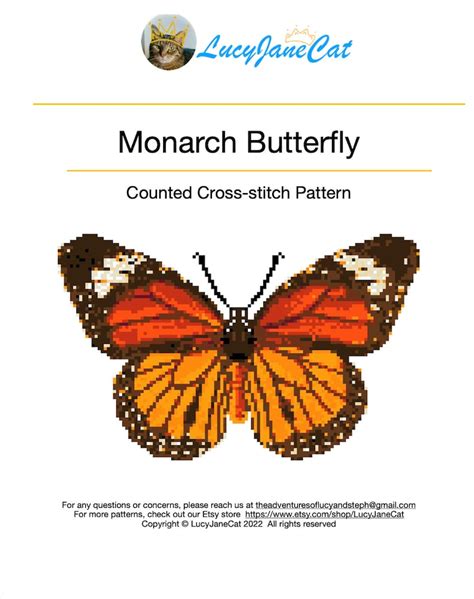 Monarch Butterfly Cross Stitch Pattern Etsy