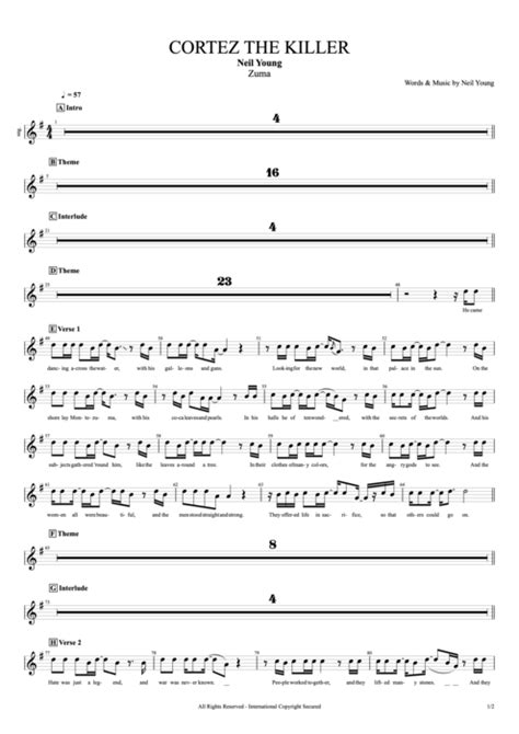 Cortez the Killer Tab by Neil Young (Guitar Pro) - Full Score | mySongBook