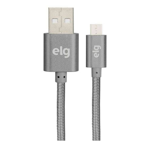 Cabo Micro USB Elg M510BY Nylon Trancado 1 Metro Cinza MadeiraMadeira