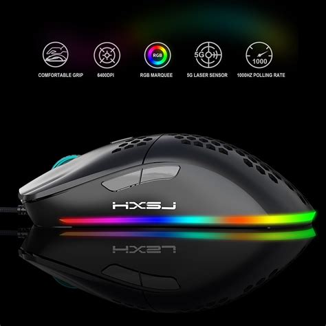 Buy HXSJ J900 USB Wired Gaming Mouse RGB Gamer With 6 Adjustable DPI