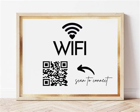 Wifi Sign Qr Code Template Editable Airbnb Wifi Sign Etsy