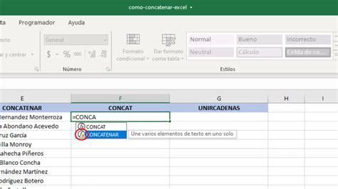 Cómo concatenar cadenas de texto en Excel YouTube