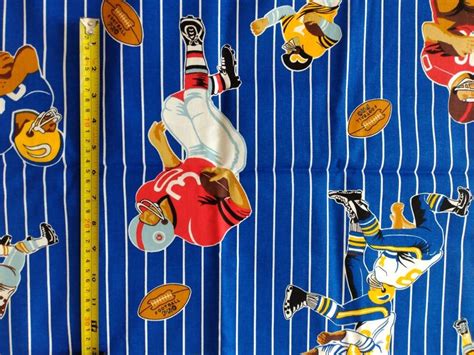 Football Player Striped Fabric Textile For Quilting Kids Room Etsy