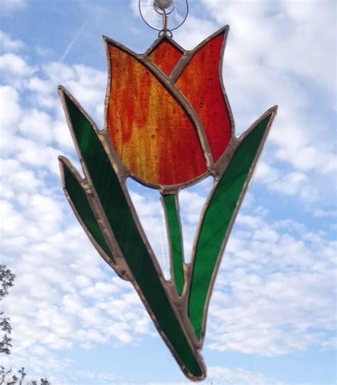 Tulip Stained Glass Suncatcher Window Or Wall Hanging