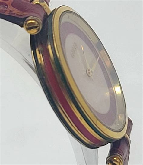 Vintage 80s Rare Gucci Stack 2200m Watch Burgundy Dial Etsy