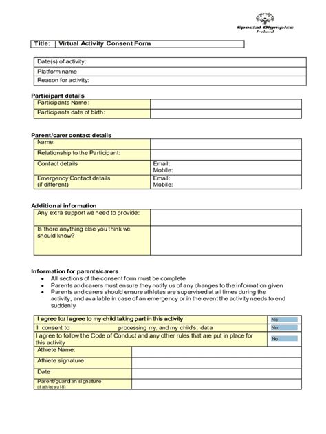 Fillable Online Consent Form Template Guidelines For Individual