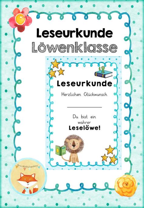 Leseurkunde Löwe Unterrichtsmaterial im Fach Deutsch Classroom