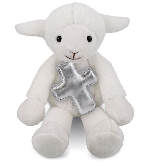 Dollibu Long Leg Lamb Stuffed Animal With Silver Cross Plush