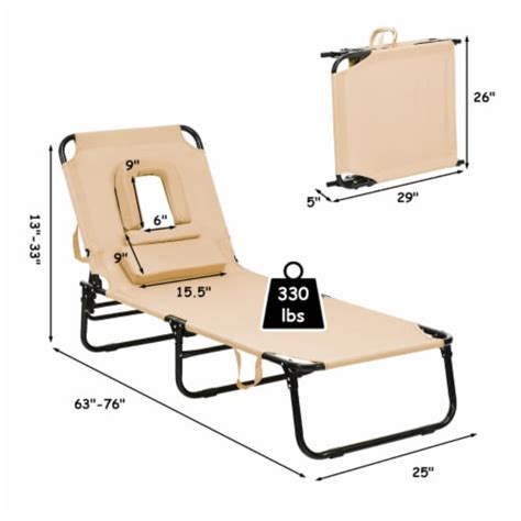 Gymax Folding Chaise Lounge Chair Bed Adjustable Beach Patio Camping