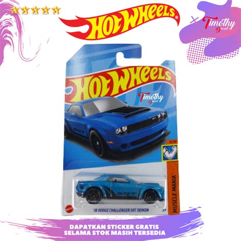 Jual Hot Wheels Dodge Challenger SRT Demon Biru Muscle Mania Shopee Indonesia