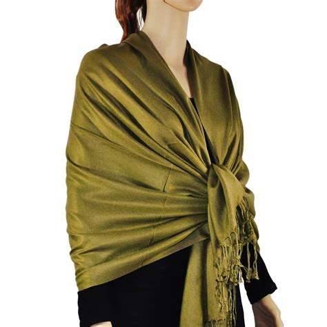 Solid Silky Wedding Pashmina Olive Green Wholesale Scarves City