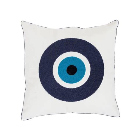 Taie De Coussin Oeil Grec Bleu Et Blanc X Cm Alpha Omega