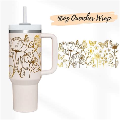 Designs Oz Quencher Stanley Tumbler Wrap Wildflower And Butterfly