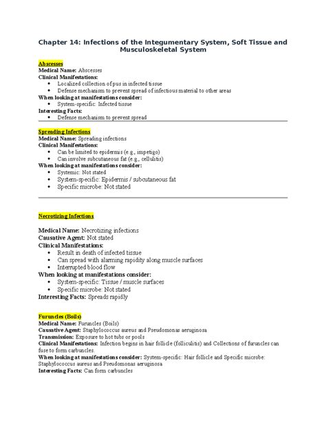 Chapter 14 Microbiology Final Exam Study Guide: Integumentary