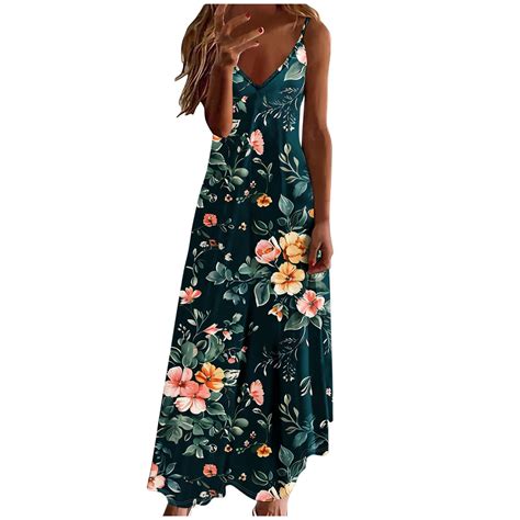 Vrhaik Short Maxi Dress For Women Sleeveless Maxi Dress Flowered Dresses For Women 2024 Casual