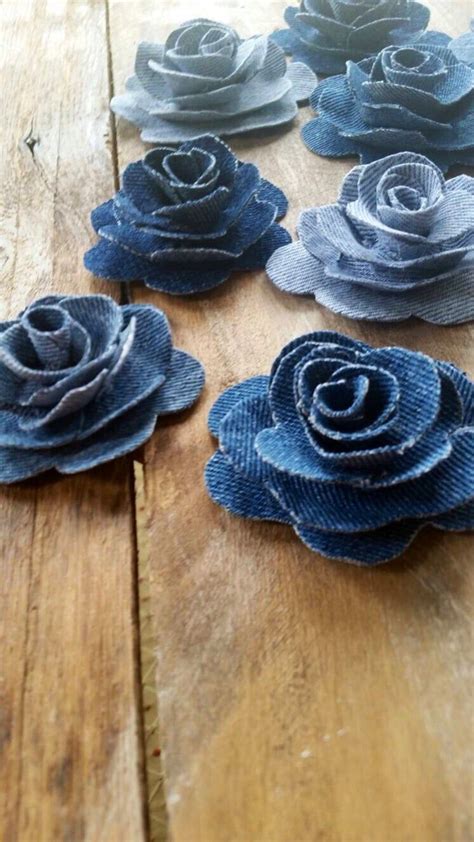 Denim Flower Denim Rose Burlap And Denim Flower Country Etsy In 2020