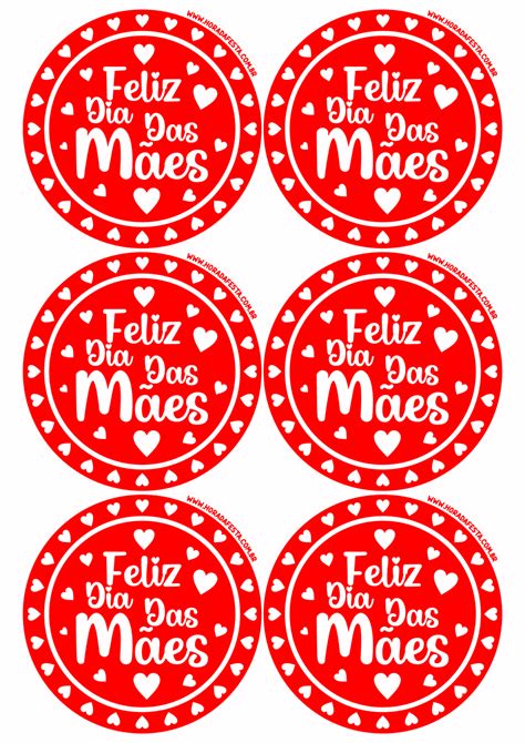 Adesivo Dia Das Mães Para Imprimir - Feliz dia das mães arte para adesivo personalizado vermelho com ...