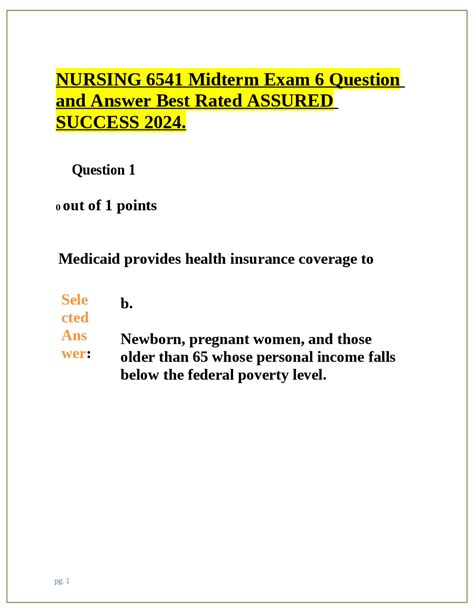 NURSING 6541 Midterm Exam 6 Question And Answer Best Rated ASSURED