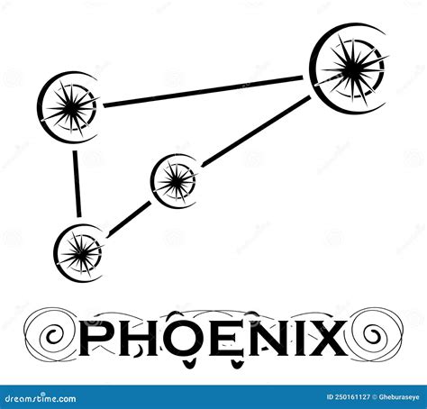 Phoenix, Constellation, Tattoo, Black and White, Isolated. Stock Vector ...