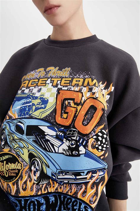 Antrasit Kad N Hot Wheels Oversize Fit S Rt Bask L Sweatshirt Defacto