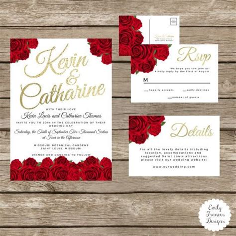 Red Rose Wedding Invitations