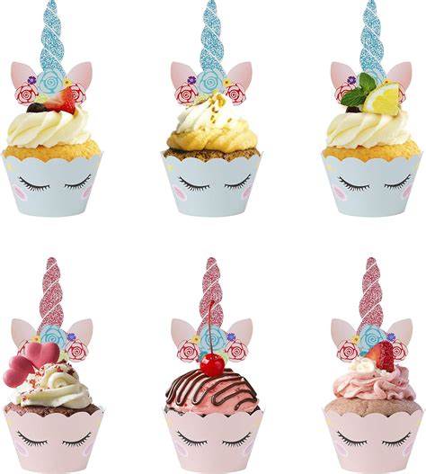 MengH SHOP Unicorn Cupcake Toppers Decoratie En Dubbelzijdige Cupcake