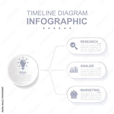 Infographic Business Template Flowchart Infographic In Neumorphic Style Concept Presentation