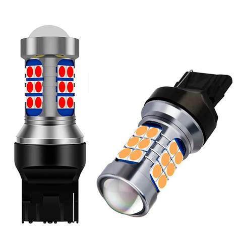 2pcs New T20 7440 W21w Wy21w Super Bright 3030 Led Car Brake Bulbs Turn