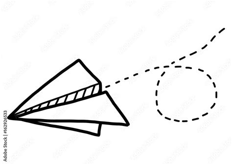 paper airplane / cartoon vector and illustration, black and white, hand ...