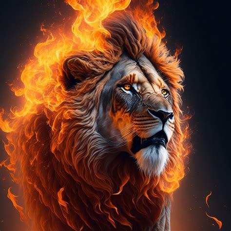 Premium AI Image | Fire in Lion king lion image