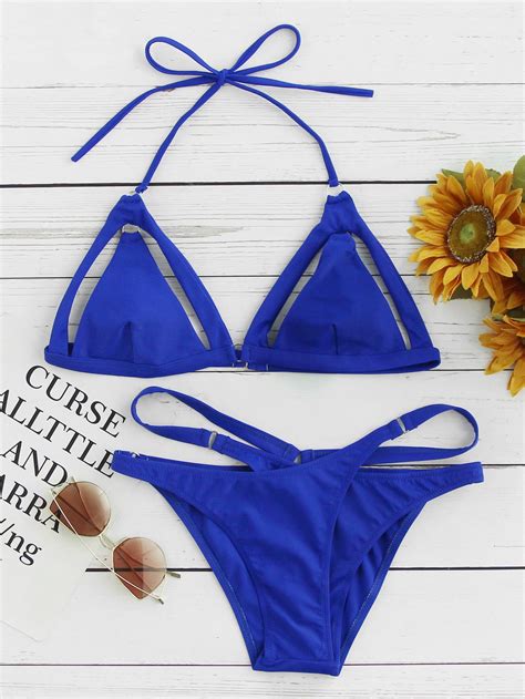 Cutout Detail Wrap Triangle Bikini Set SheIn Sheinside Wrap Bikini