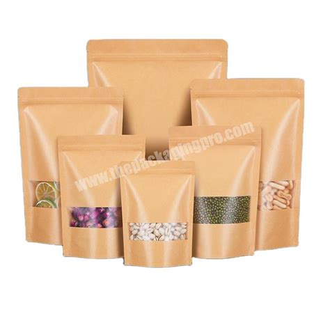 Lipack Heat Sealed Resealable Kraft Paper Bag Standing Pouch Brown