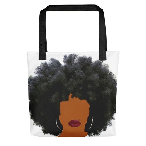 Afro Tote Bag Large Design Print African American Woman Black Etsy