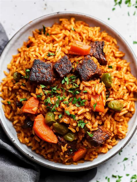 Ultimate Jollof Rice with Delicious Sirloin Steak
