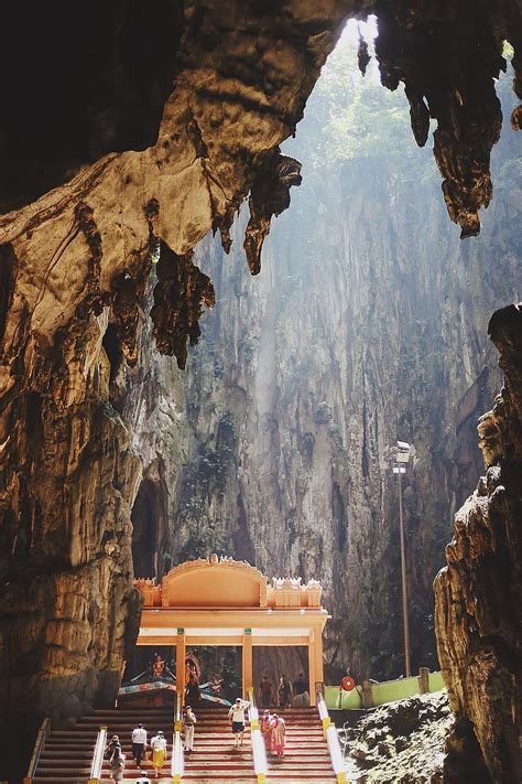 Naturaleza Kuala Lumpur Malasia Cuevas Batu Persona Cuevas Fondo